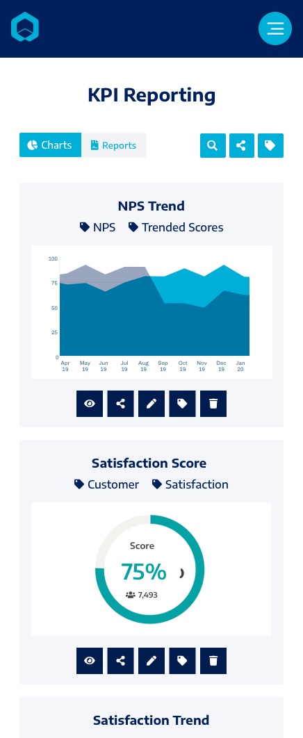 Mobile design for reports page